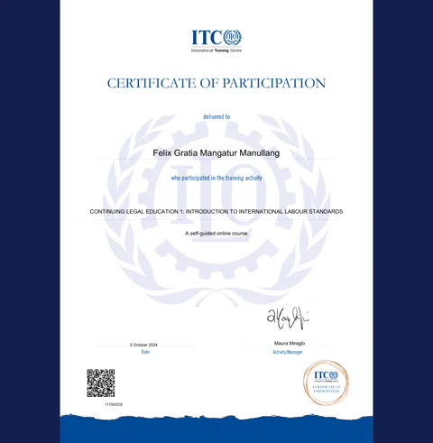 International Labor Standards Certification certificate